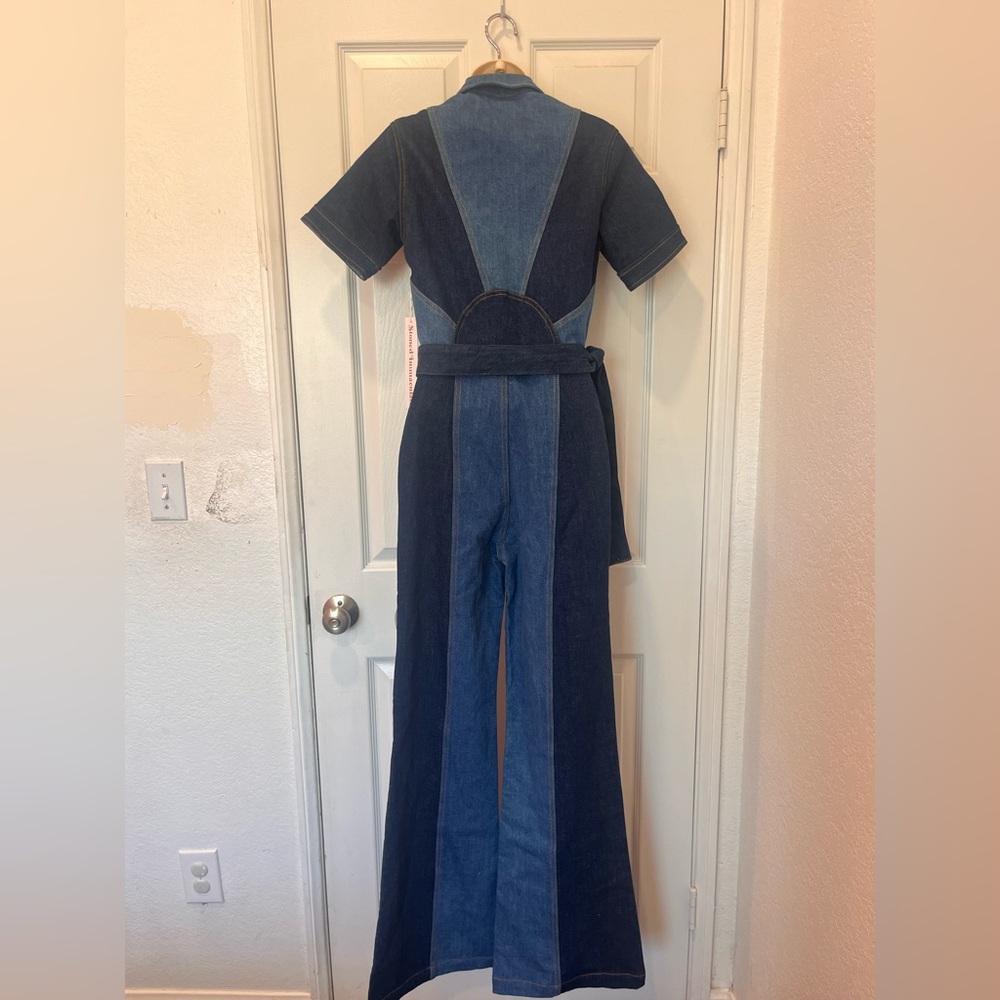NEW Rare Stoned Immaculate Blue Jean Baby Denim Jumpsuit 70s Flared-Small/4-NWT - Picture 10 of 16